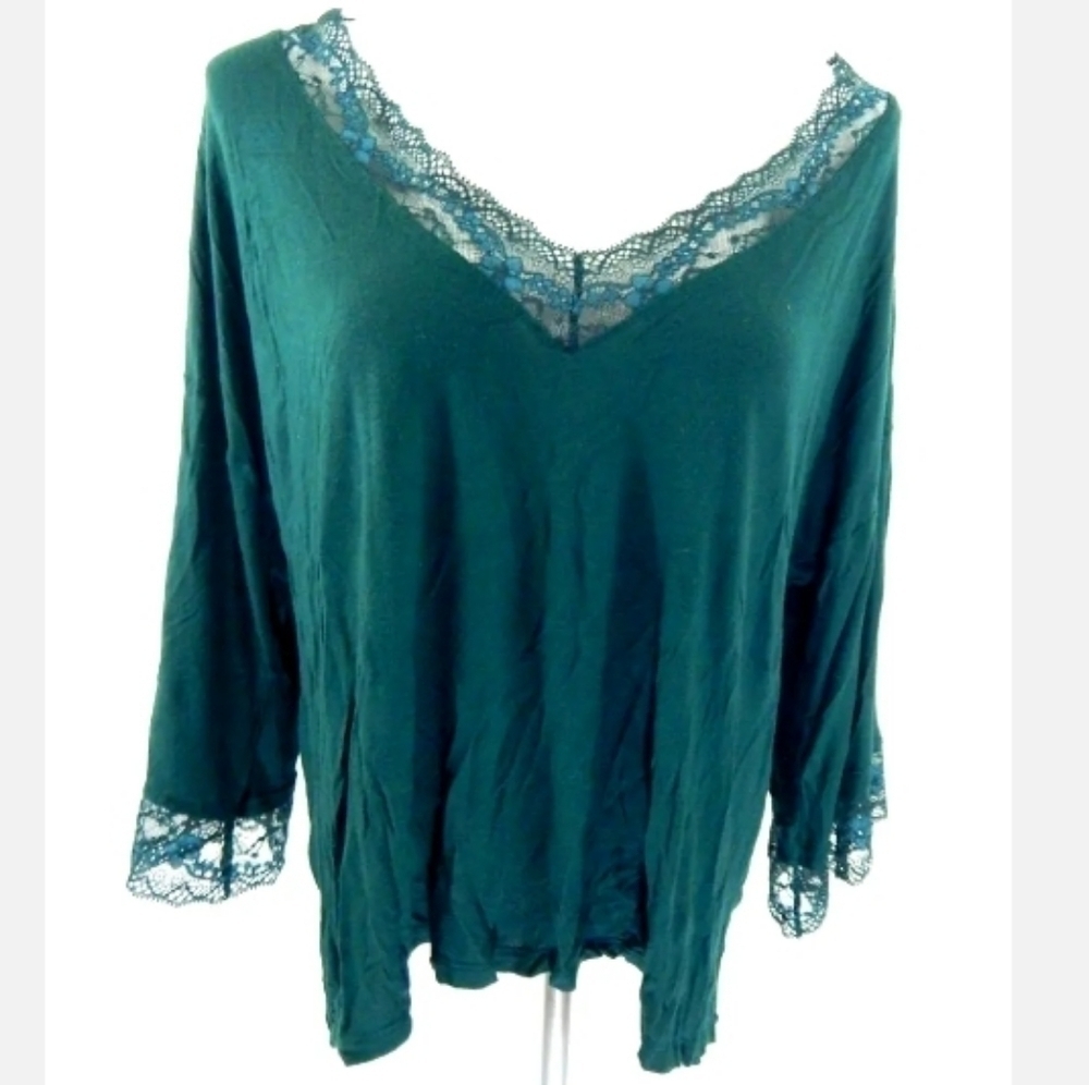 Eberjey Lace Trim V- Neck Pajama Top